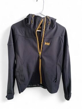 Helly Hansen Grey Yellow Accent Hooded Softshell Weatherproof Jacket S